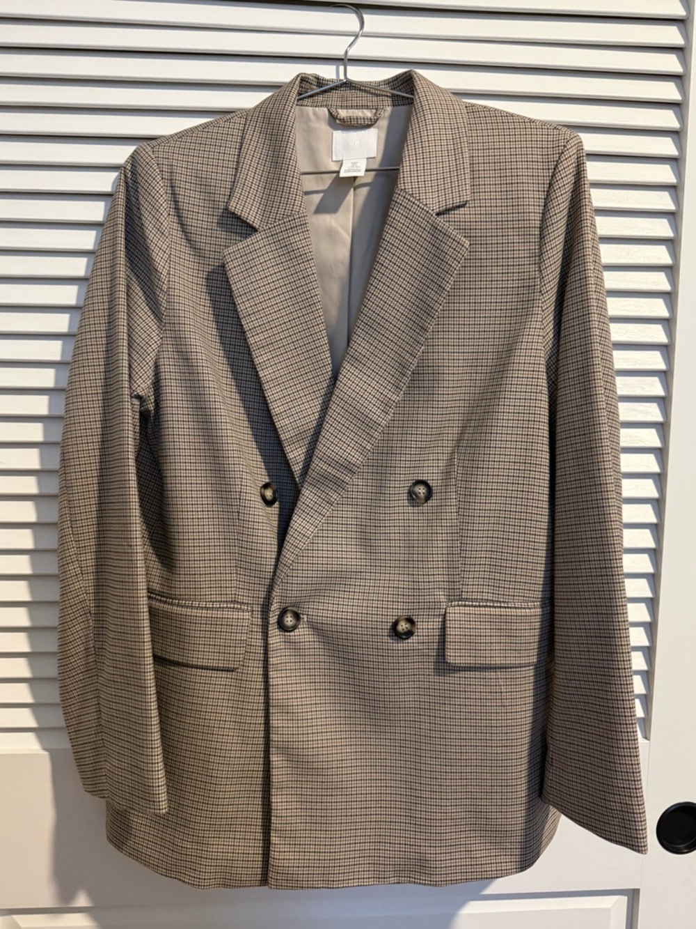 H&M Double-Breasted Houndstooth Blazer